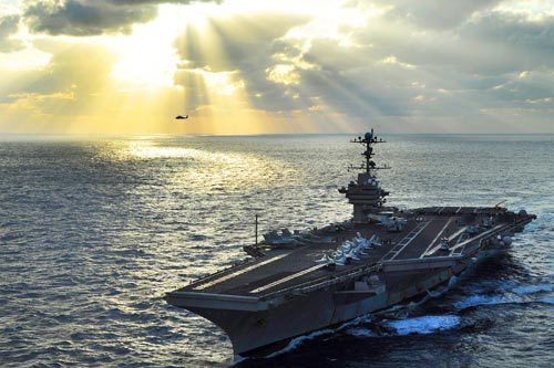 資料圖：美海軍“喬治·華盛頓”號航母在太平洋執(zhí)勤。
