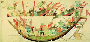 《蒙古襲來(lái)繪詞》中描繪的元軍戰(zhàn)船