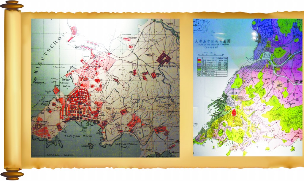 　　1913年青島規(guī)劃圖。1935年大青島市發(fā)展計劃圖。