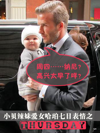 獨家：小貝辣妹愛女哈珀 七日設計表情