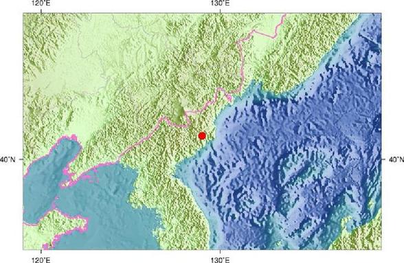 這張來自中國地震局網(wǎng)站的地圖標(biāo)出了北京時間2月12日10時57分朝鮮發(fā)生地震的位置。 新華社發(fā)（中國地震局）